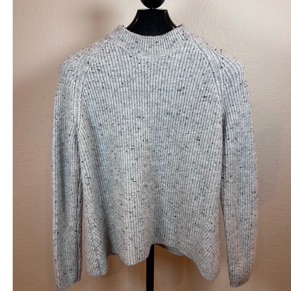 Kuhl Womens XL Gray Speckled Ribbed Merino Wool Blend Mock Neck Sweater 4420